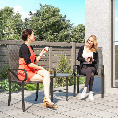 2 PE Rattan Patio Dining Chairs, Steel Frame, Garden, Backyard, Black Patio Chairs at Gallery Canada