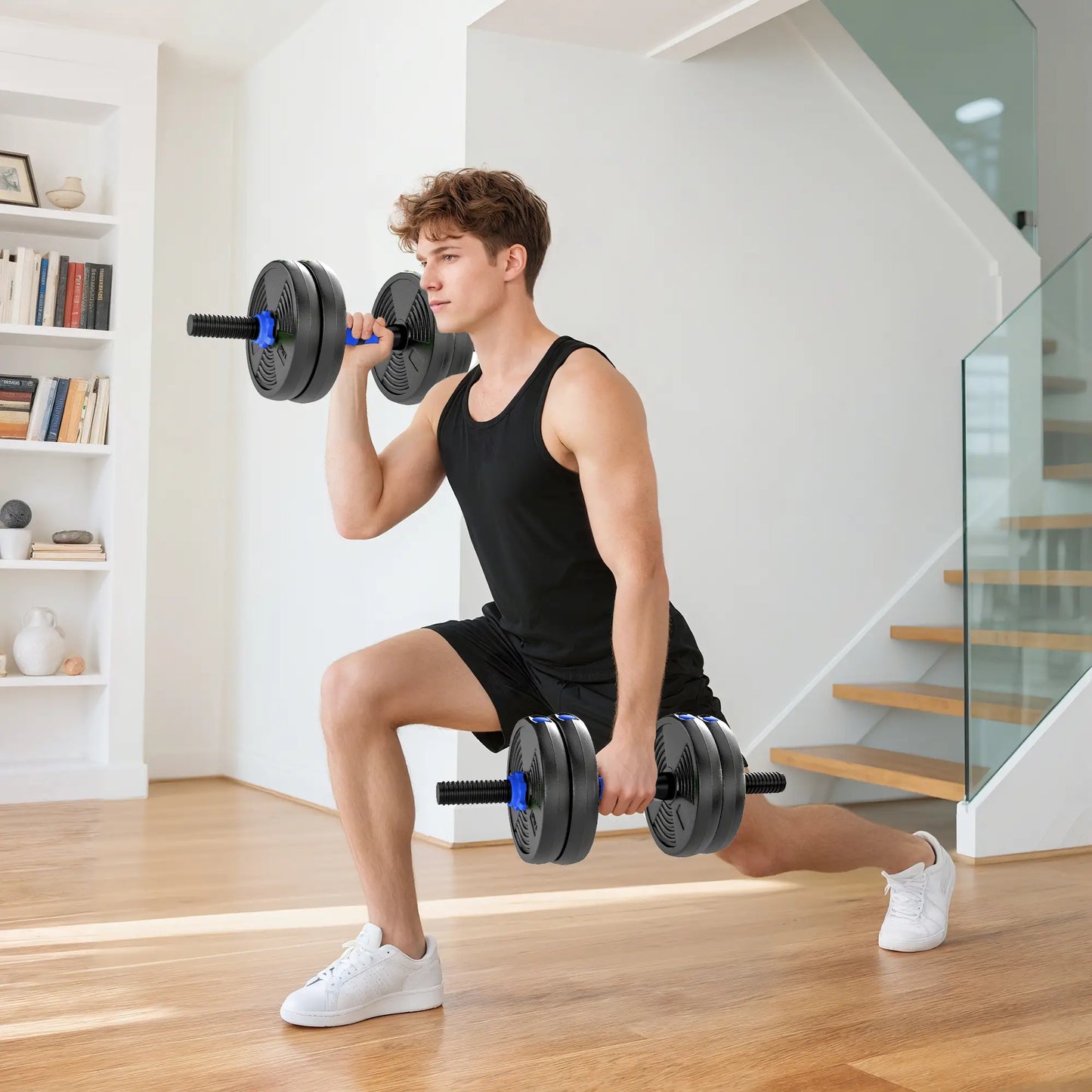Adjustable Dumbbell Set, 33lb Free Weights With Connector Dumbbells & Barbells at Gallery Canada