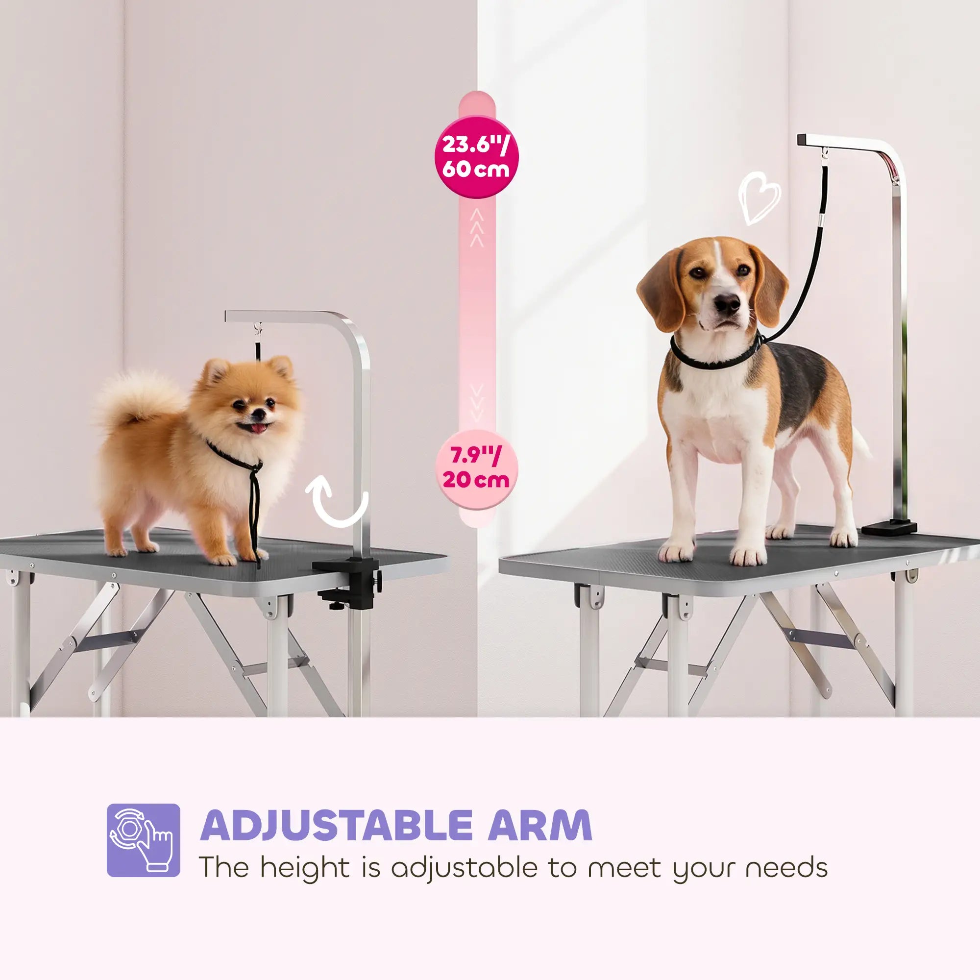 Foldable Pet Grooming Table, Adjustable Arm, Non-Slip Surface, Black Dog Grooming Tables at Gallery Canada