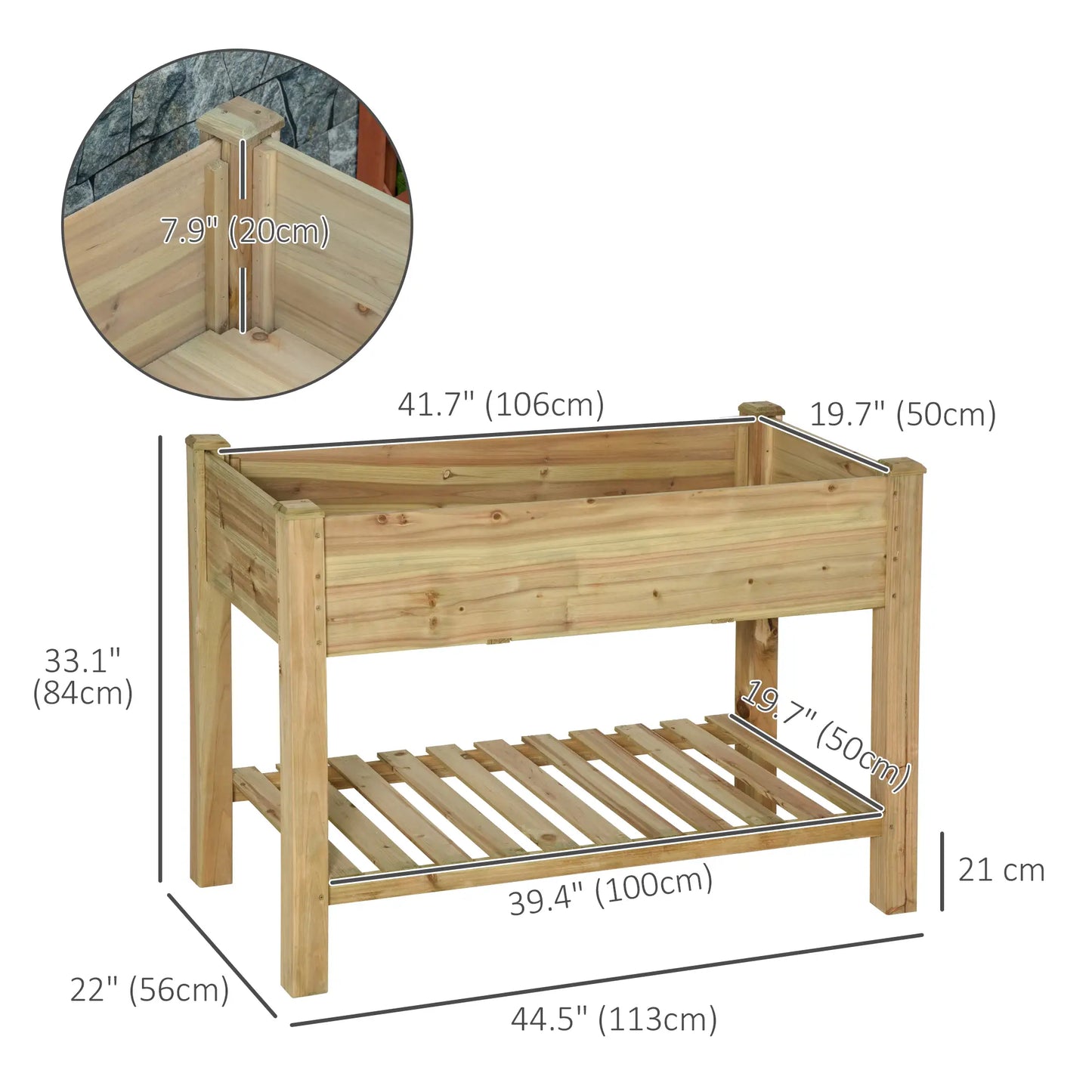 45" x 22" x 33" Elevated Planter Box With Legs, Storage Shelf, Raised Garden Bed Elevated Garden Beds at Gallery Canada