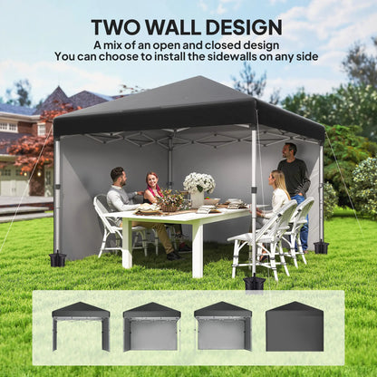 10' x 10' Pop Up Canopy, Sidewalls, Roller Bag, Adjustable Tent, Black Pop Up Canopies at Gallery Canada