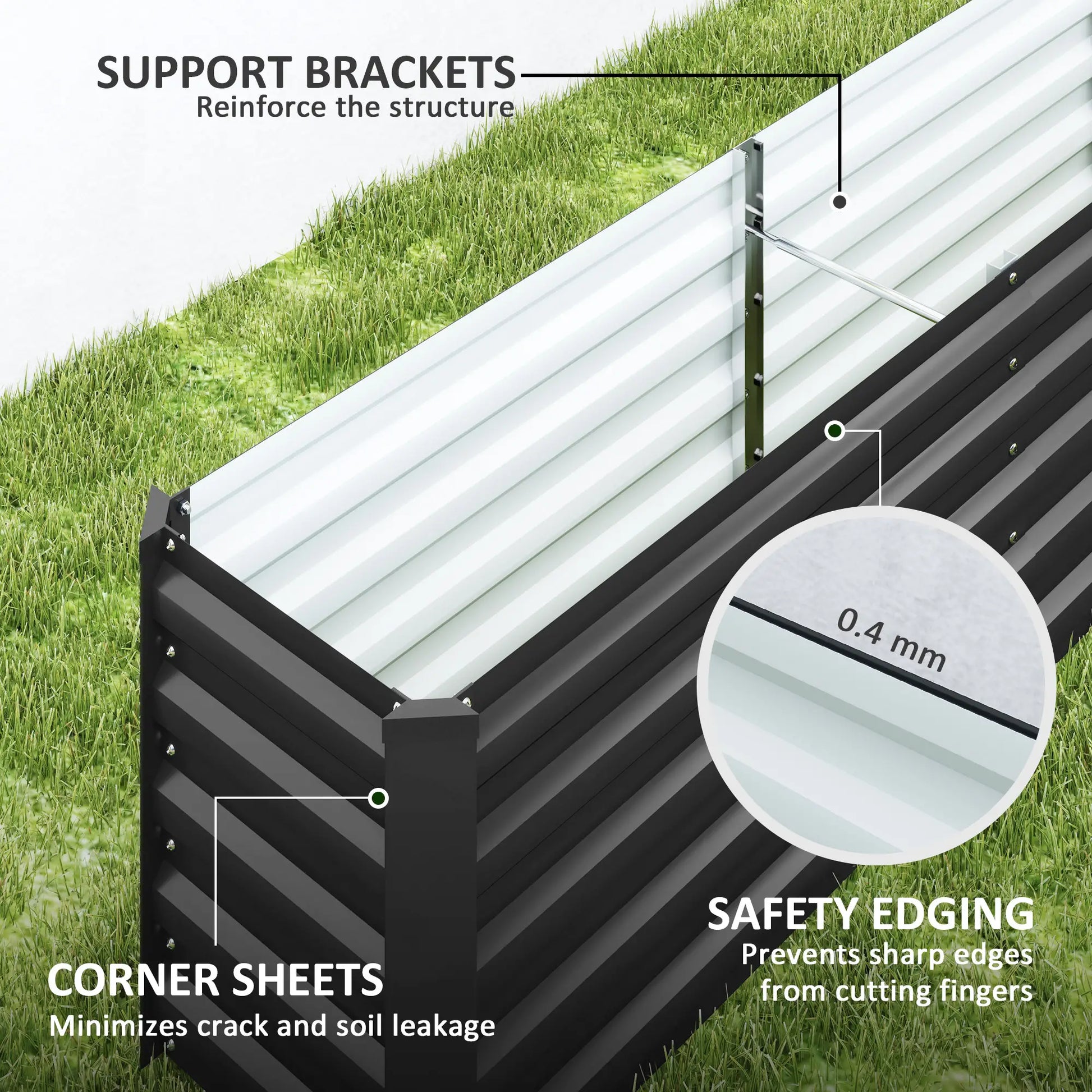 8 x 1.3 x 1.5ft Galvanized Raised Garden Bed, Outdoor Planter Box, Dark Grey Raised Garden Beds at Gallery Canada