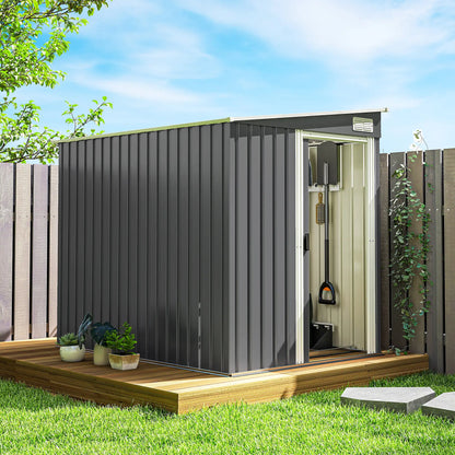 5'x7' Lean To Metal Shed, Sliding Door, 2 Vents, Dark Grey Sheds at Gallery Canada