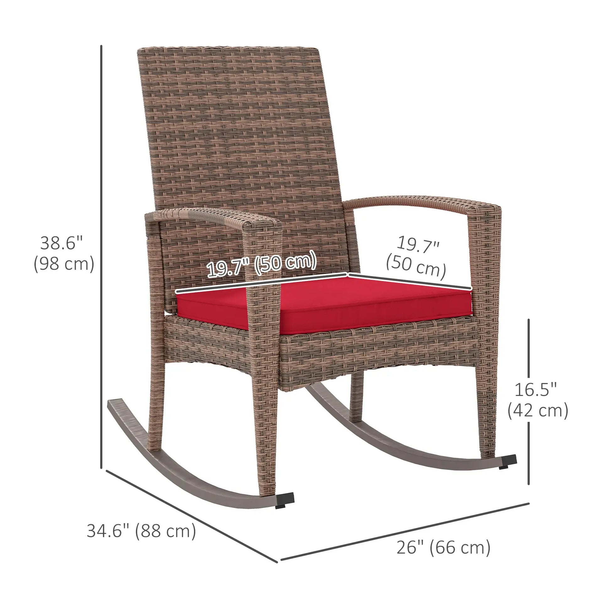 Outdoor PE Rattan Rocking Chair, Garden Glider, Wine Red Outdoor Rocking Chairs at Gallery Canada