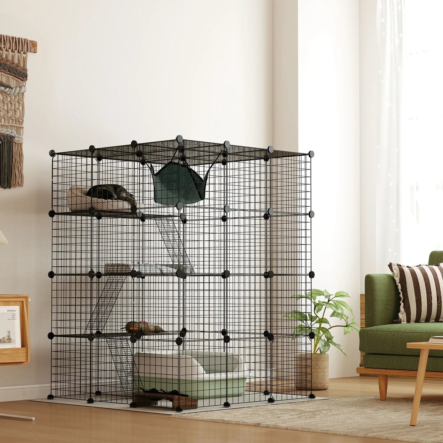 4 Tier DIY Cat Cage, Indoor Catio for 1-3 Cats, Black Outdoor Cat Enclosures at Gallery Canada