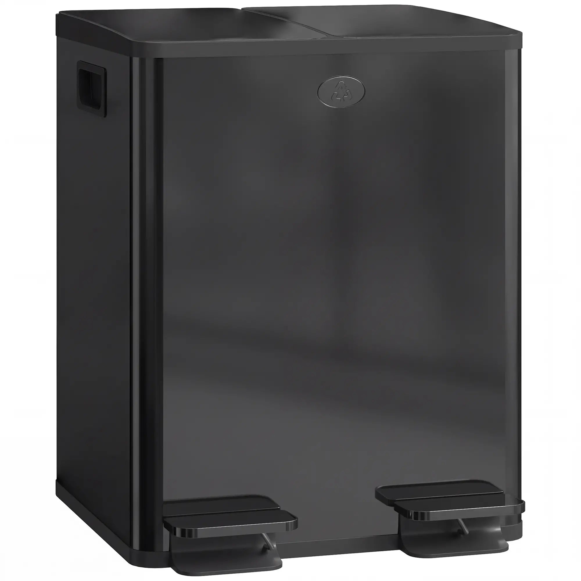 Dual Garbage Bin, Soft-Close Trash Can with Foot Pedal, 2 x 20 Liter Garbage Can with Removable Inner Buckets, Black Household Supplies at Gallery Canada