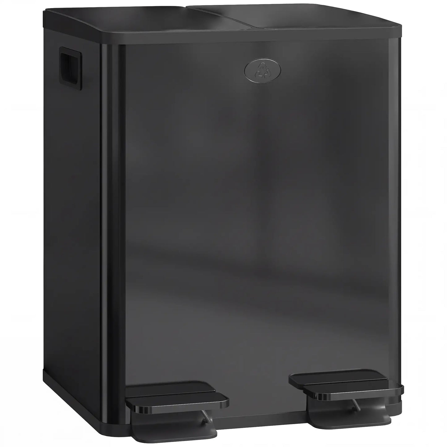 Dual Garbage Bin, Soft-Close Trash Can with Foot Pedal, 2 x 20 Liter Garbage Can with Removable Inner Buckets, Black Household Supplies at Gallery Canada