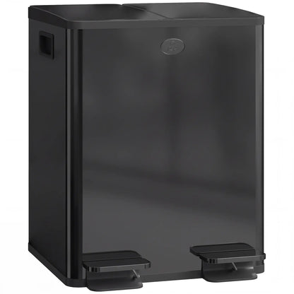 Dual Garbage Bin, Soft-Close Trash Can with Foot Pedal, 2 x 20 Liter Garbage Can with Removable Inner Buckets, Black Household Supplies at Gallery Canada