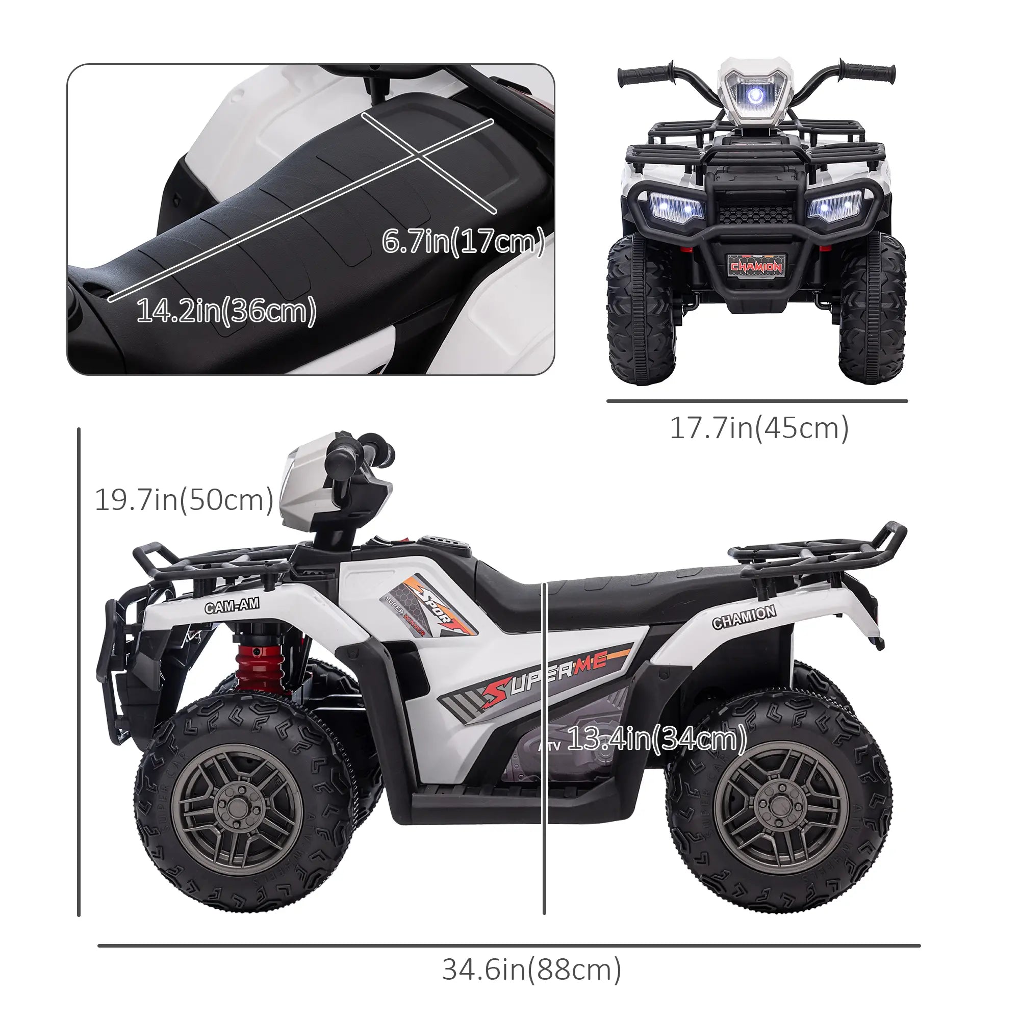 12V Kids ATV Quad, 4 Wheeler, Battery Powered, Ages 37-60 Months, White Electric Toy Cars at Gallery Canada