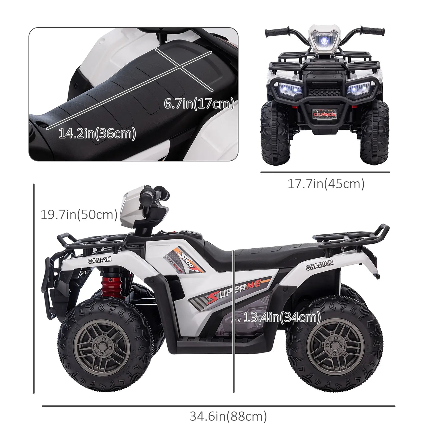 12V Kids ATV Quad, 4 Wheeler, Battery Powered, Ages 37-60 Months, White Electric Toy Cars at Gallery Canada