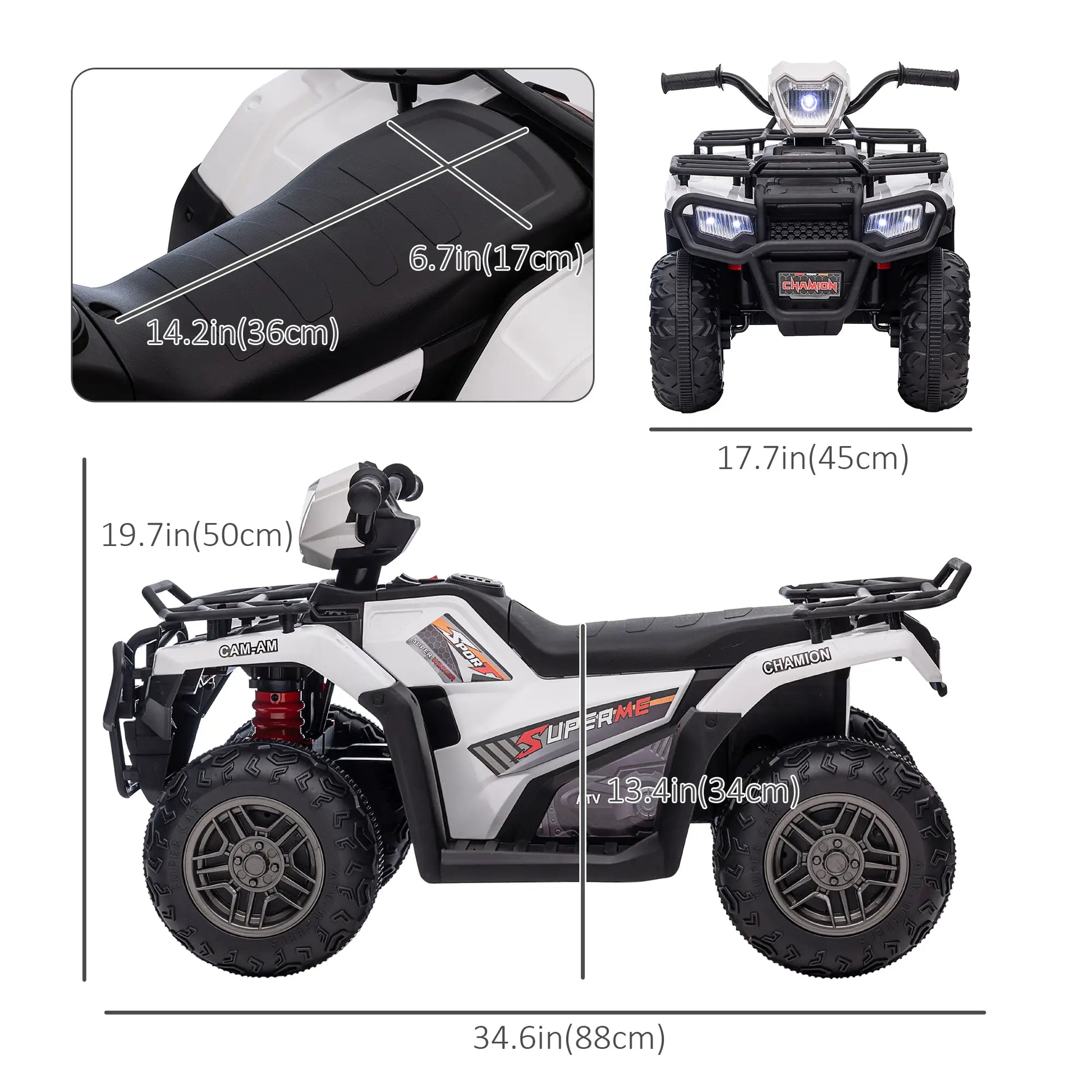 12V Kids ATV Quad, 4 Wheeler, Battery Powered, Ages 37-60 Months, White Electric Toy Cars at Gallery Canada