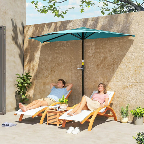 9.8ft Semi Round Patio Umbrella, Crank Handle, Top Vent, Light Blue