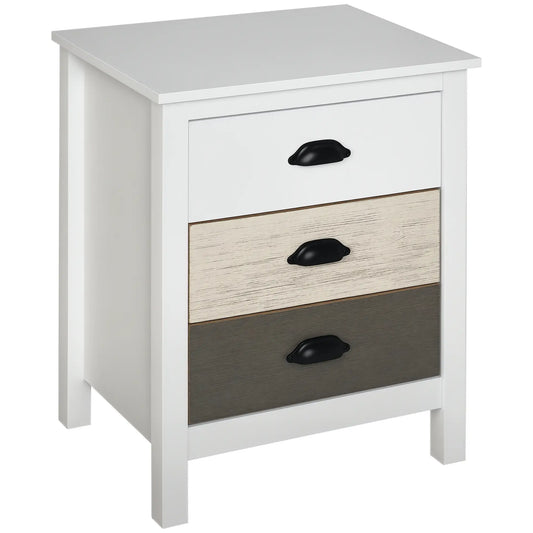 Wooden Accent Table, 3 Drawer Storage Cabinet, Night Stand Storage Cabinets White, Black at Gallery Canada