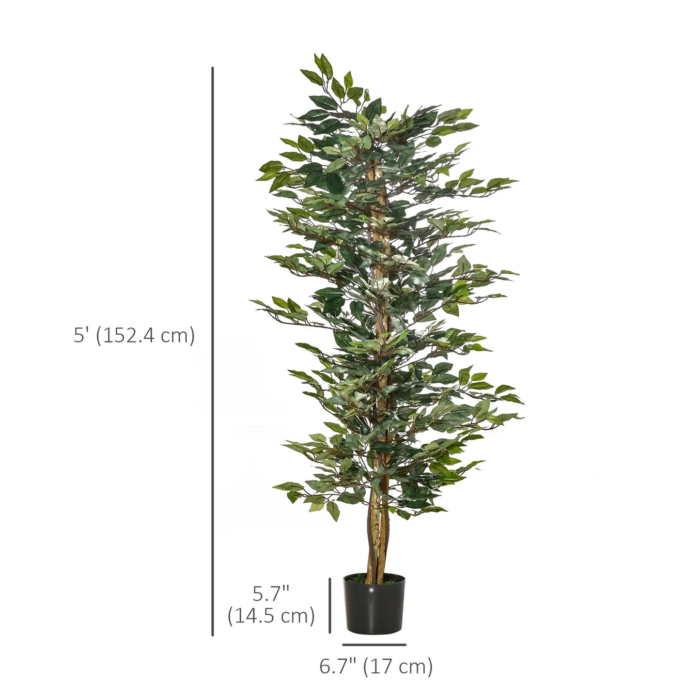 5FT Artificial Ficus Tree, Fake Plant in Nursery Pot, Indoor Decor Artificial Trees at Gallery Canada