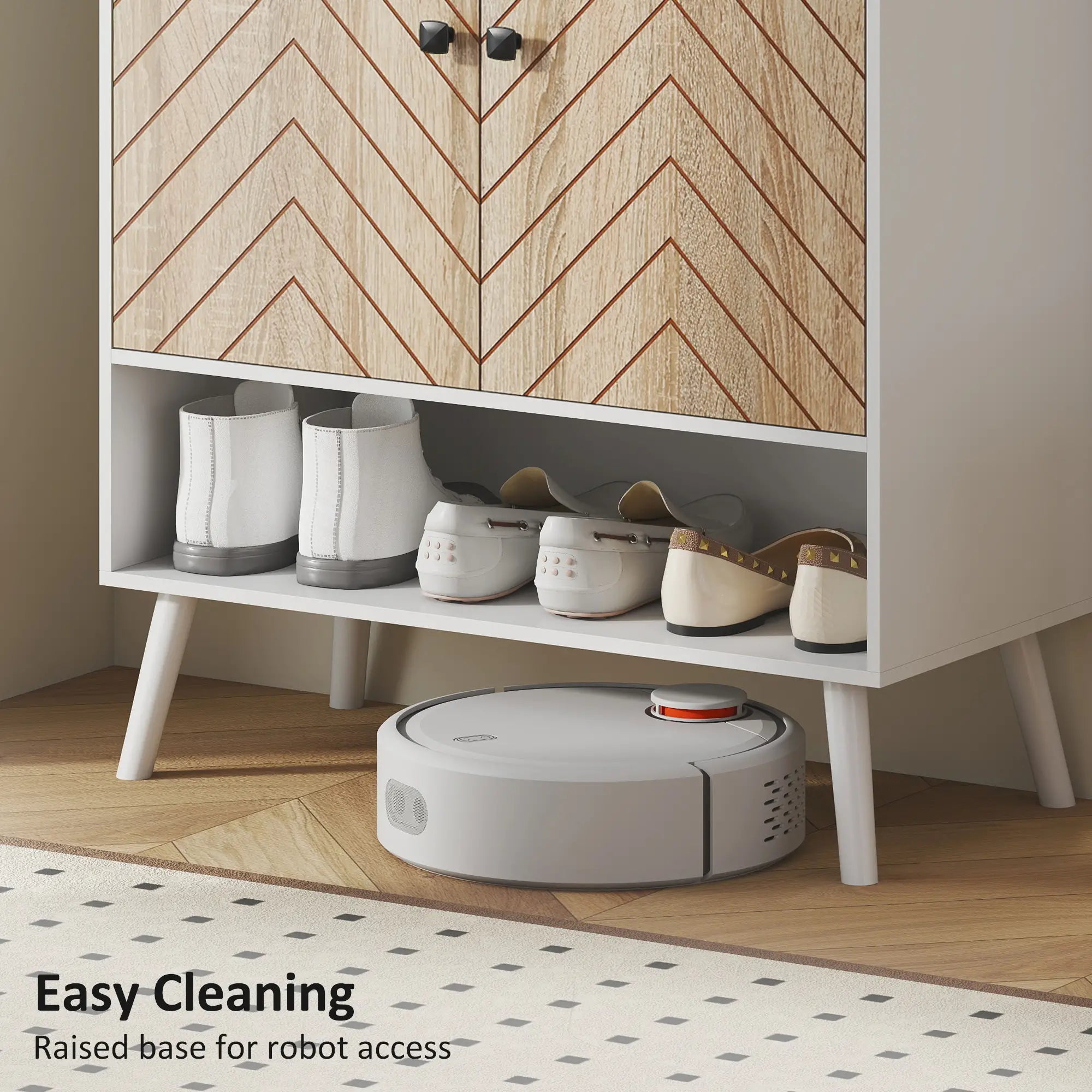 5-Tier Shoe Storage Cabinet With Doors, Adjustable Shelves, 15 Pairs, Natural Tone Shoe Storage Cabinets & Racks at Gallery Canada