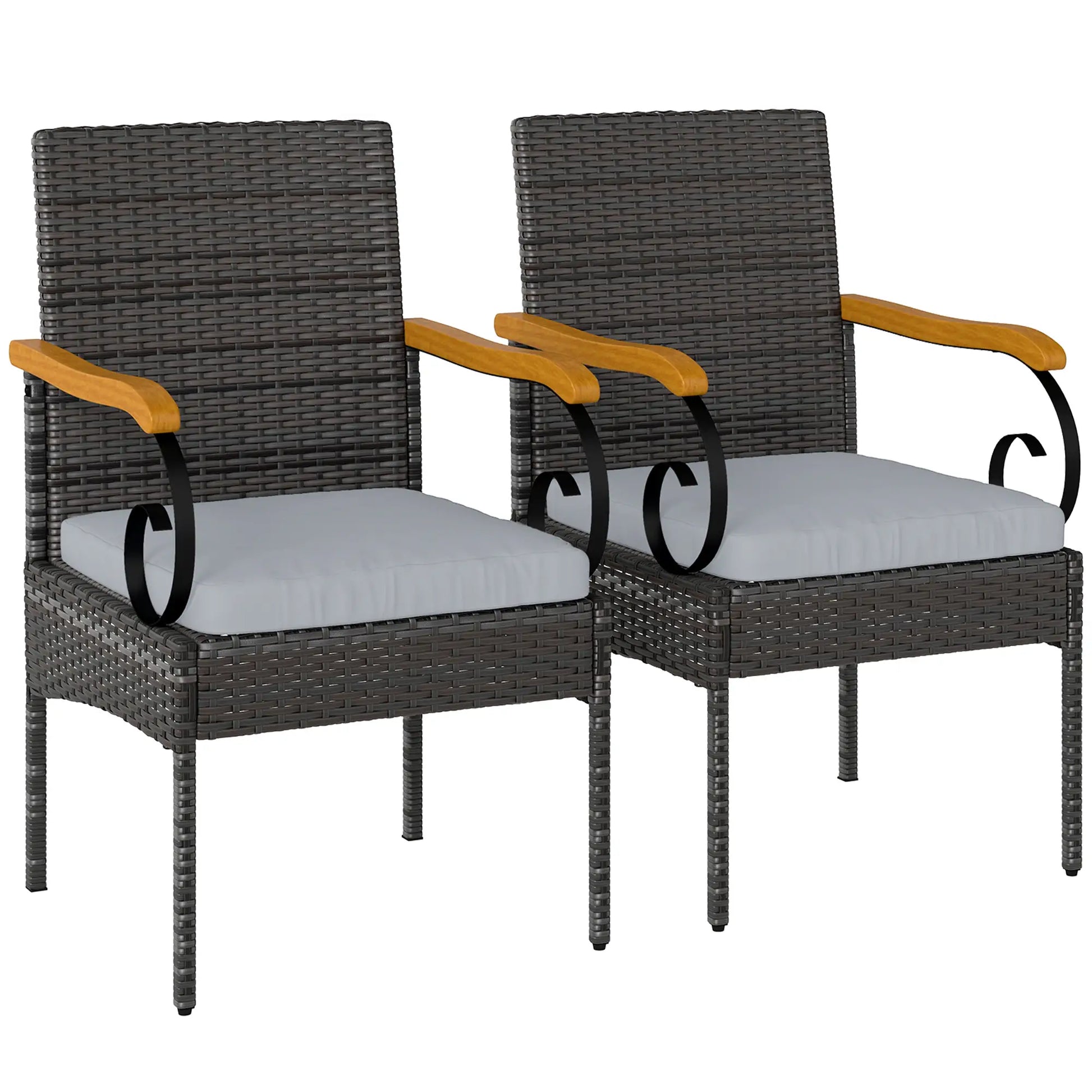Set of 2 Rattan Outdoor Dining Chairs, Wicker Patio Chairs, Light Grey Patio Chairs at Gallery Canada