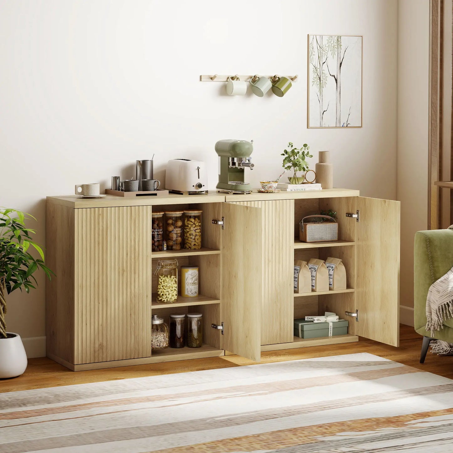 Sideboard Buffet Cabinet Set Of 2, Kitchen Cabinet, Oak Bar Cabinets at Gallery Canada