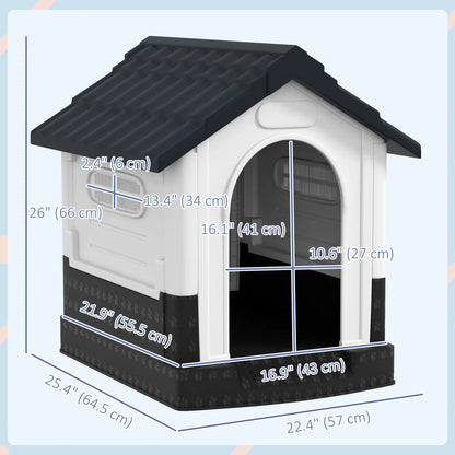 Outside Dog Kennel House, Miniature Dogs, 64.5 x 57 x 66cm, Dark Grey