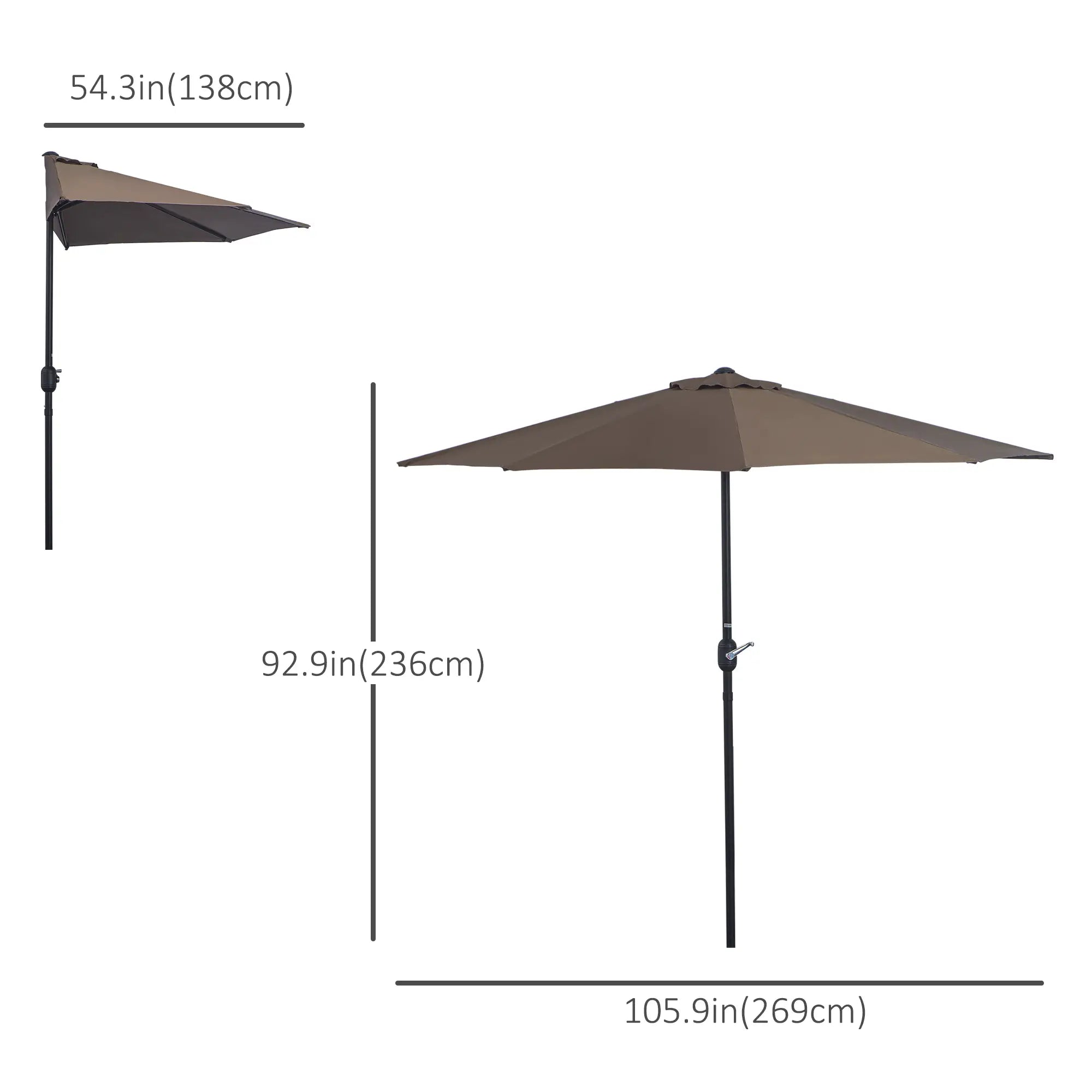 9ft Half Round Umbrella, Outdoor Patio, Coffee Sun Umbrellas at Gallery Canada