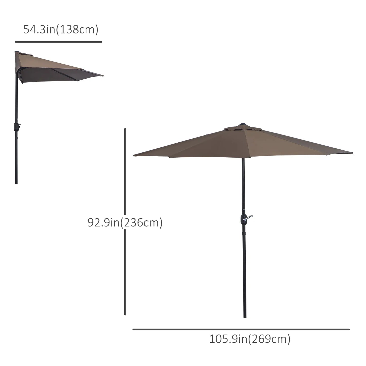 9ft Half Round Umbrella, Outdoor Patio, Coffee Sun Umbrellas at Gallery Canada