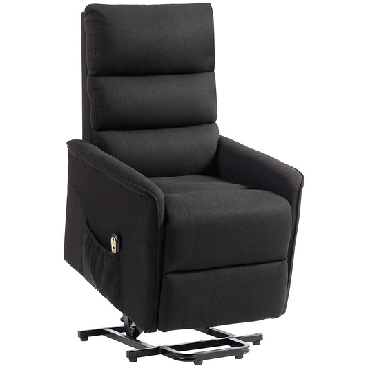 Power Lift Chair Recliner, Remote Control, Side Pockets, Black Sofas & Reclining Chairs Black at Gallery Canada
