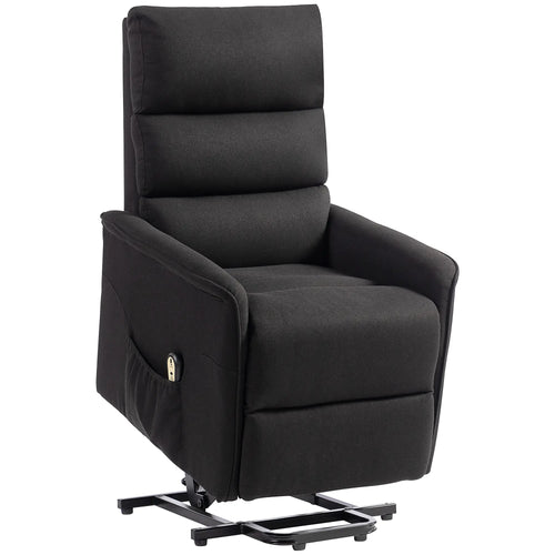 Power Lift Chair Recliner, Remote Control, Side Pockets, Black