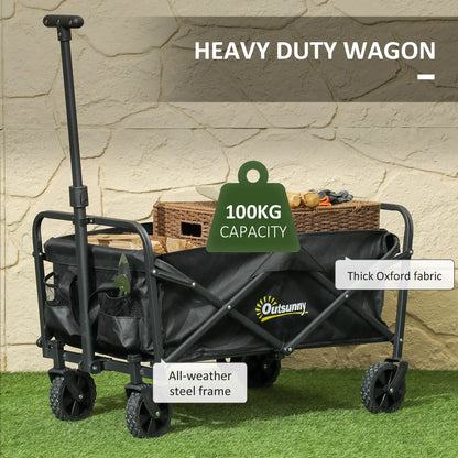 Collapsible Folding Garden Cart, Heavy Duty, Universal Wheels, Adjustable Handle, Black Folding Garden Carts at Gallery Canada