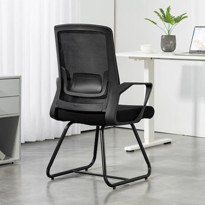 Waiting Room Chair, Desk Chair No Wheels, Mesh Back, Lumbar Support, Metal Base Task Chairs at Gallery Canada