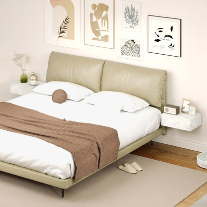 Set of 2 Wall Mounted Bedside Tables, High Gloss Floating Nightstands with Drawer, White Bedside Tables at Gallery Canada