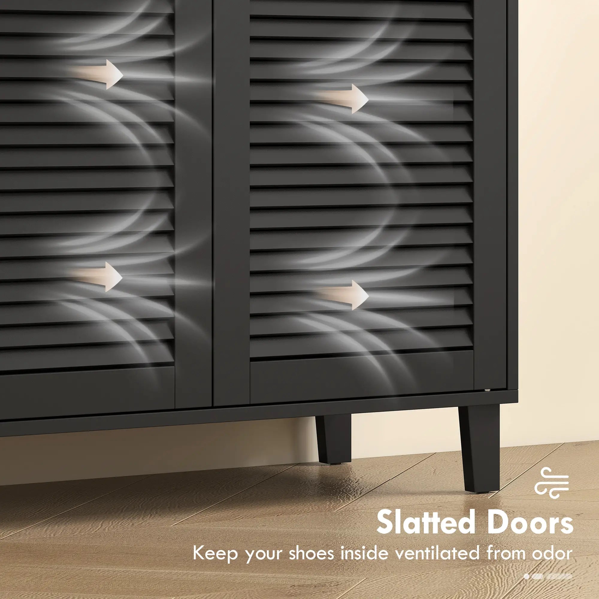 Shoe Cabinet with Adjustable Shelves, 2 Doors, Black Shoe Storage Cabinets & Racks at Gallery Canada