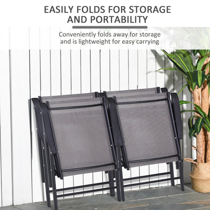 4-Piece Folding Chair Set, Outdoor Furniture with Armrests, Grey Patio Chairs at Gallery Canada