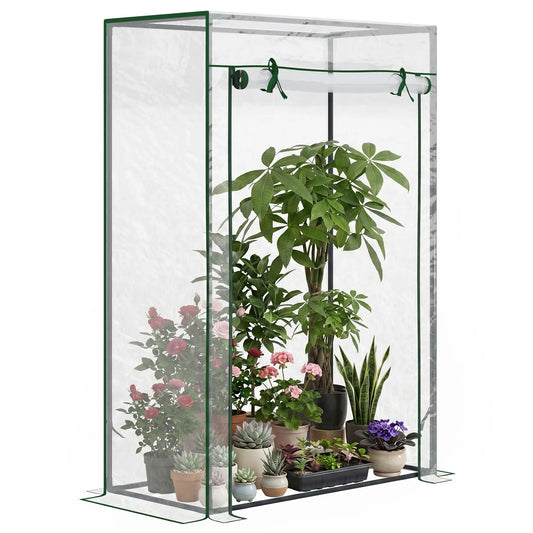 40"L x 20"W x 59"H Walk-In Greenhouse, Steel Frame, Roll-Up Door, Clear Walk In Greenhouses Clear, Green at Gallery Canada