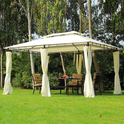 13' x 10' Soft-top Gazebo Patio Steel Canopy Portable Party Event with Double Canopy Roof, Curtains, Cream White Gazebos at Gallery Canada