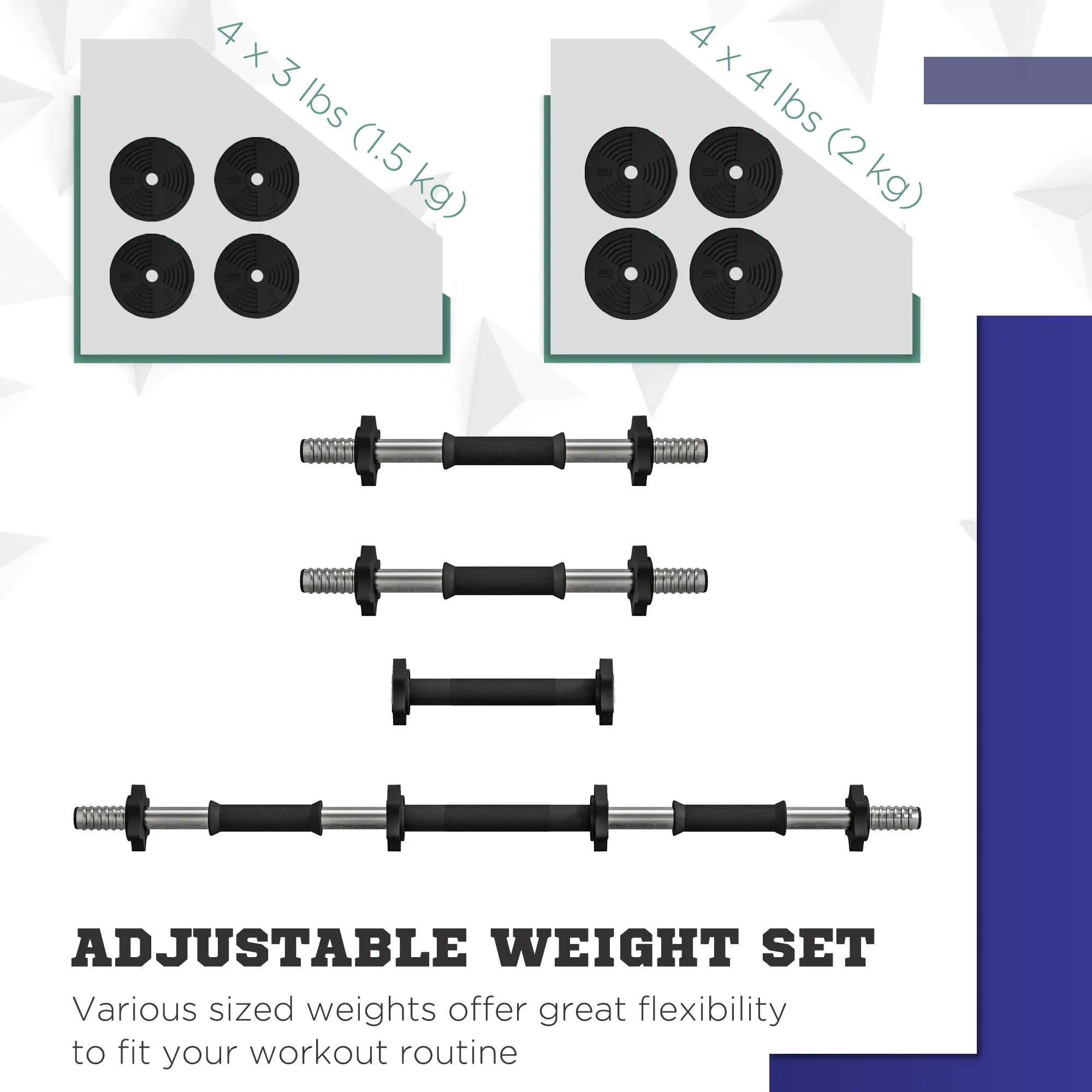 33LBS Adjustable Barbell Dumbbells Set, Non-Slip Handles, Home Gym Dumbbells & Barbells at Gallery Canada