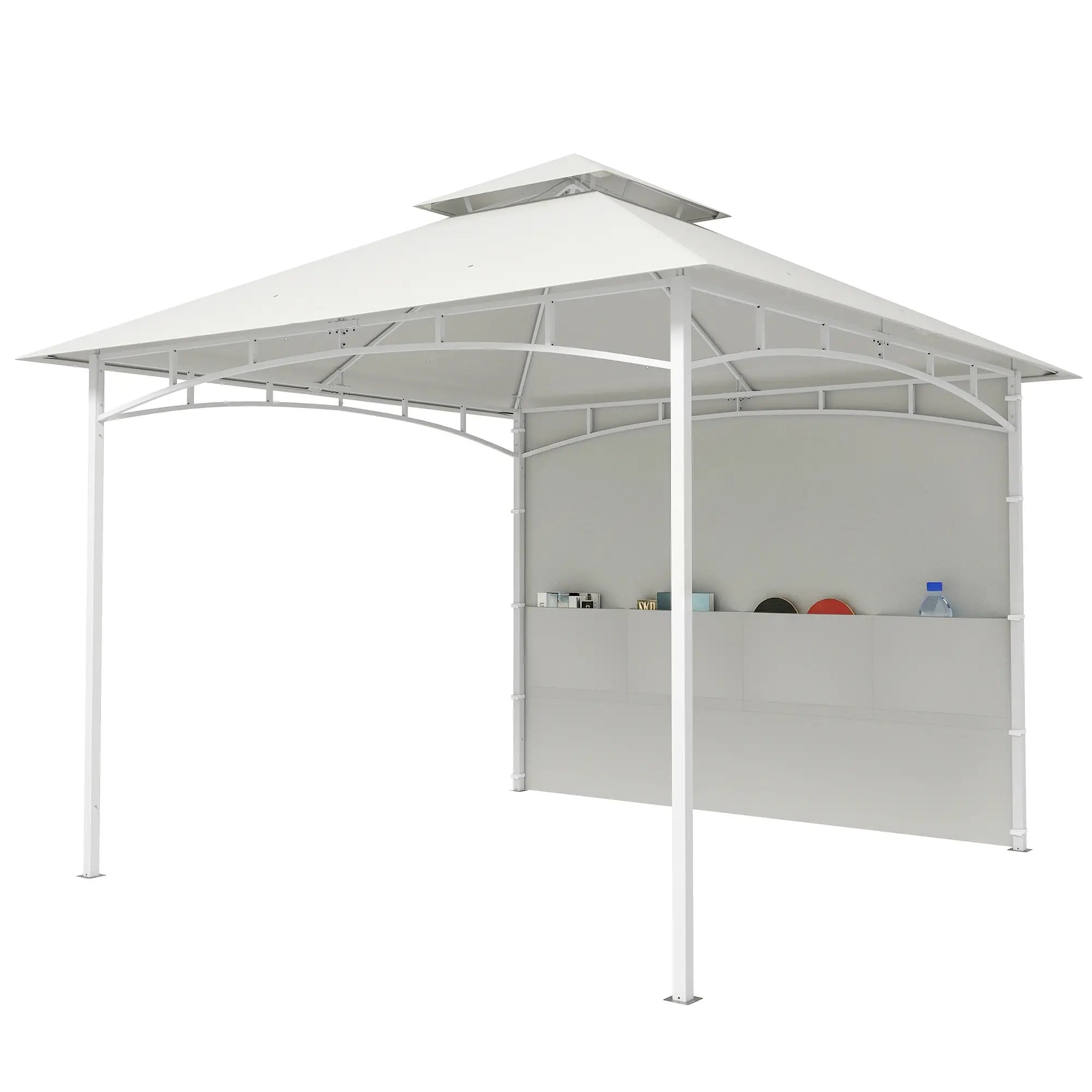 10' x 10' Patio Gazebo, Double Roof Canopy With Storage, Cream White Gazebos Cream at Gallery Canada