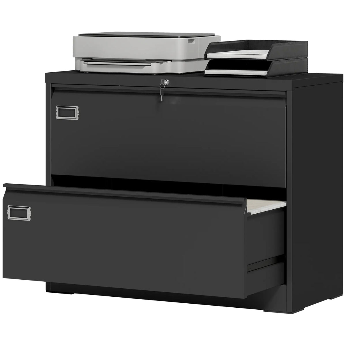 2 Drawer Lateral Filing Cabinet, Lockable Steel, A4 Letter Legal Size, Black Office Cabinets & Cupboards Black at Gallery Canada