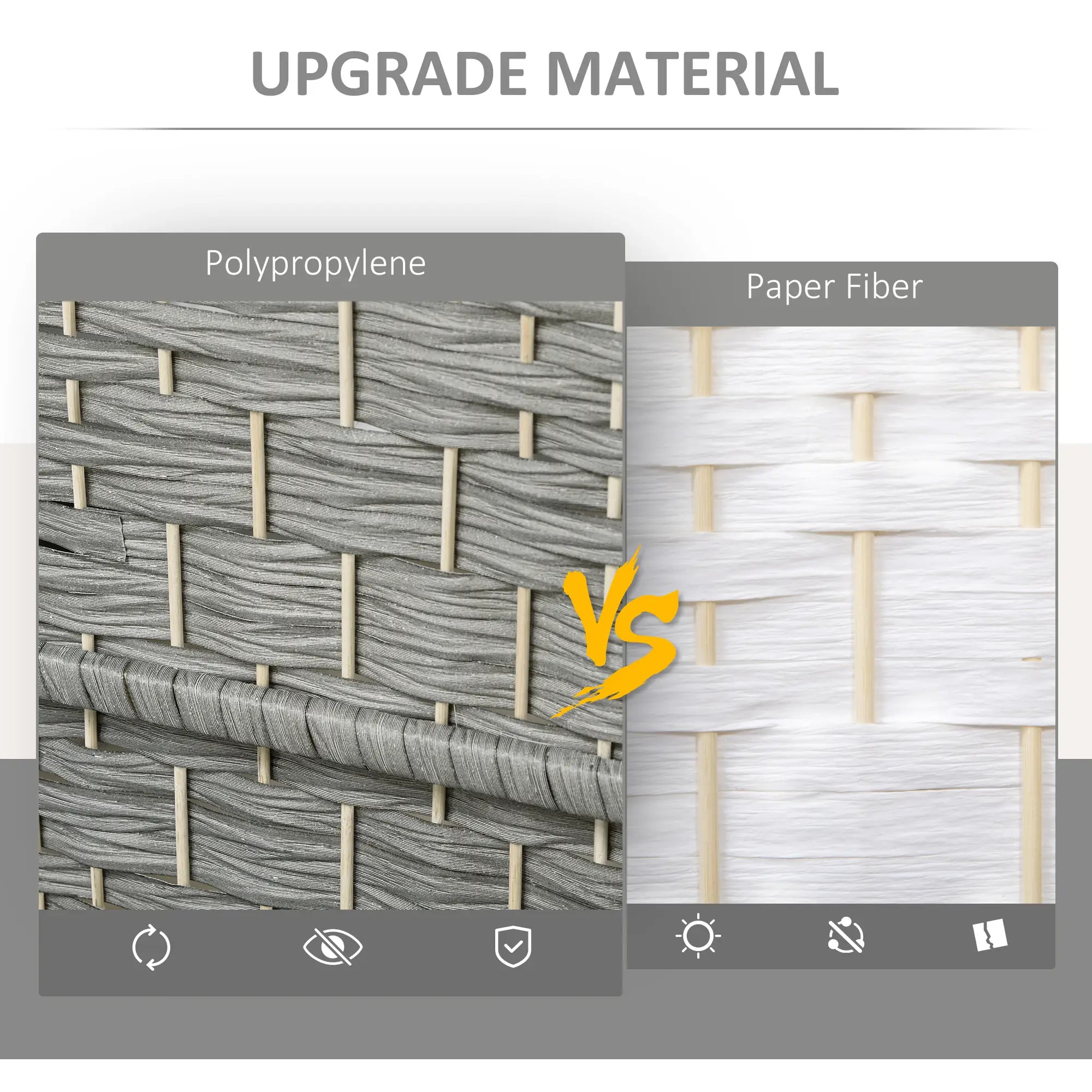 6 Ft Folding Room Divider, 6 Panel Privacy Screen, Hand-Woven, Mixed, Grey Room Dividers at Gallery Canada