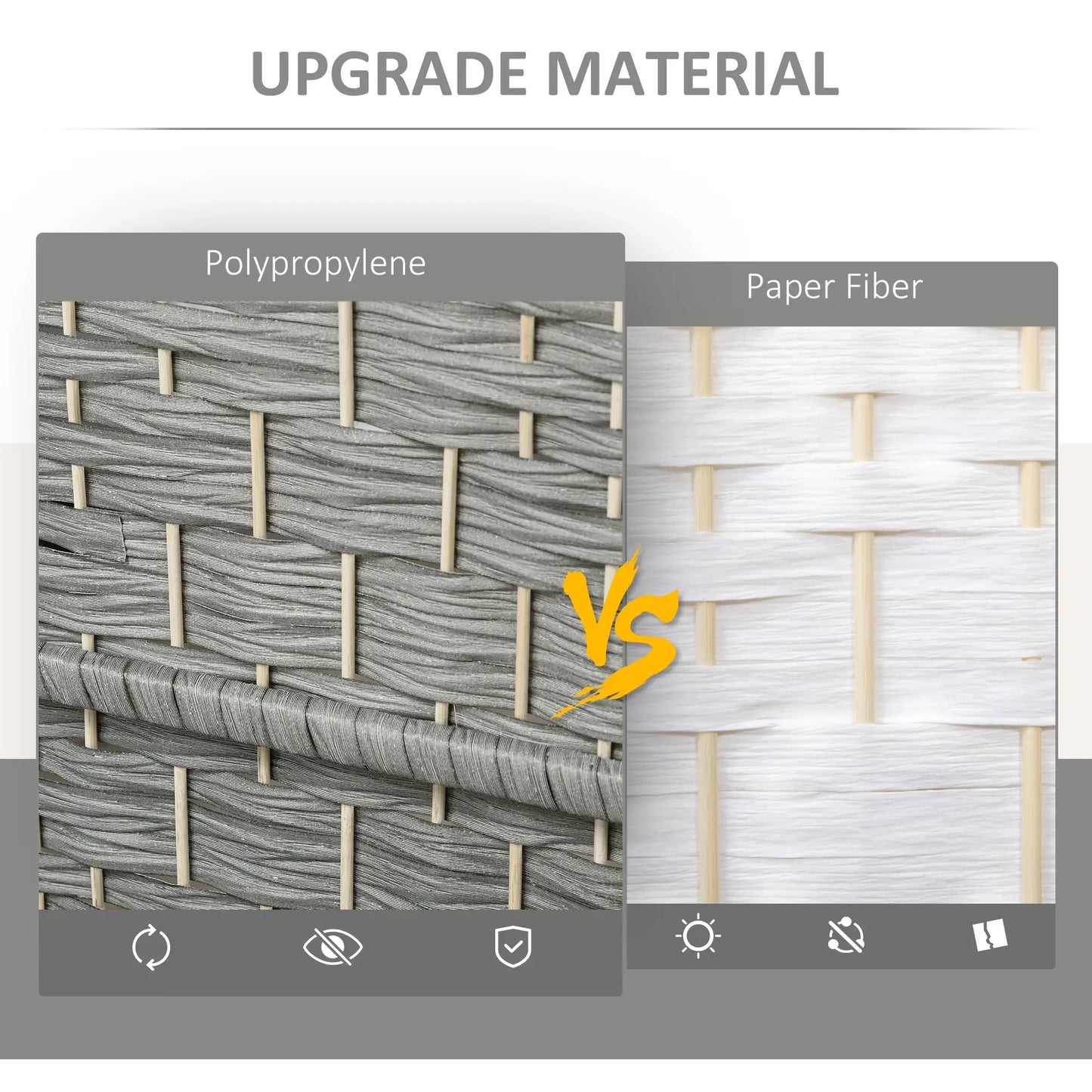 6 Ft Folding Room Divider, 6 Panel Privacy Screen, Hand-Woven, Mixed, Grey Room Dividers at Gallery Canada