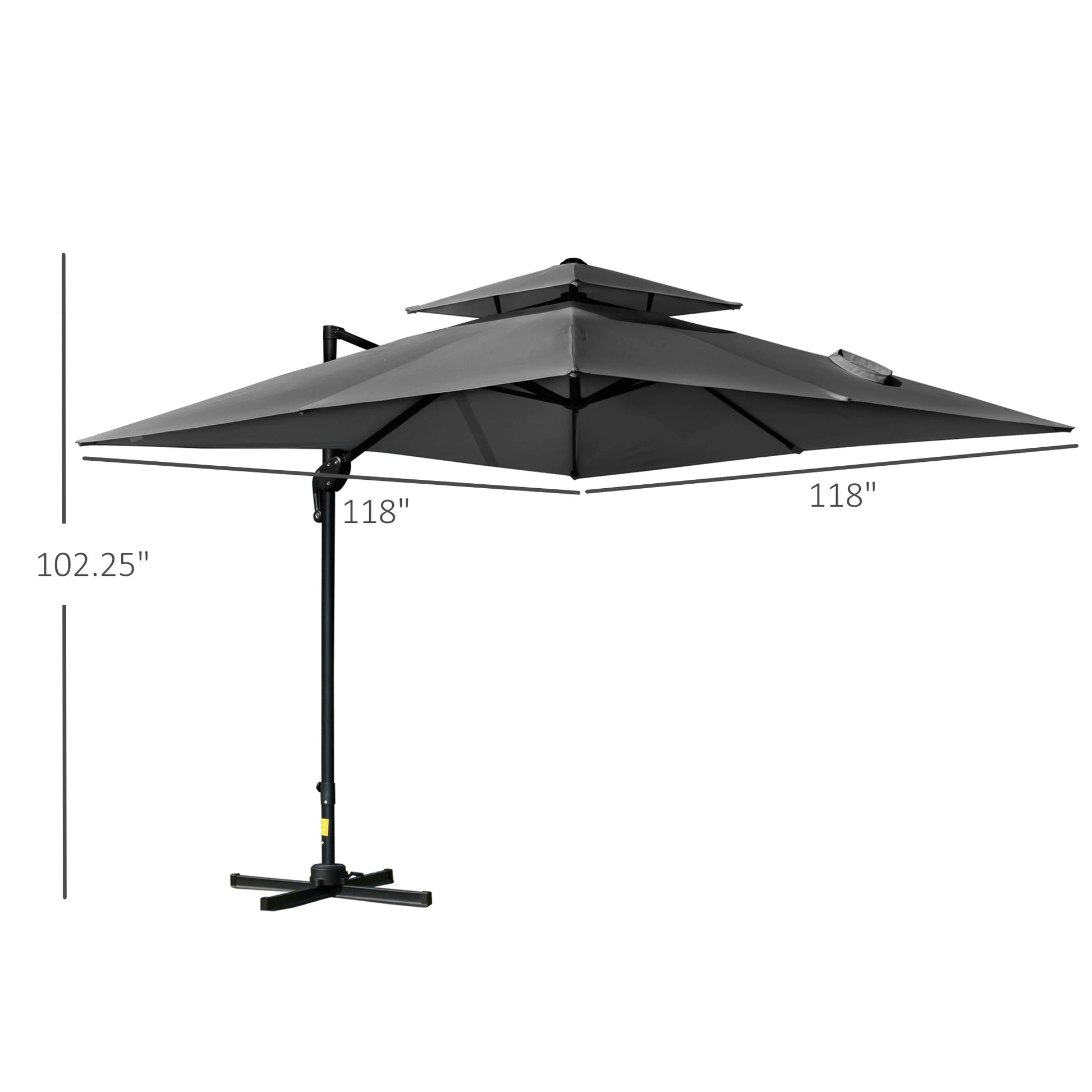 10' x 10' Cantilever Patio Umbrella, Double Top, 360° Rotation, 5 Tilt Angles, Charcoal Grey Cantilever Umbrellas at Gallery Canada