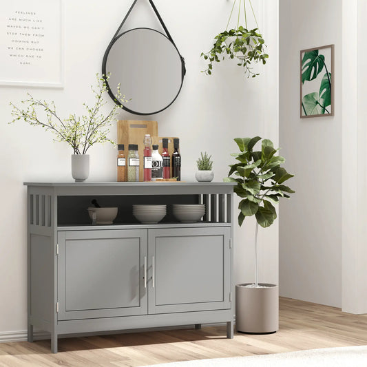 Kitchen Sideboard, Wooden Storage Cabinet, 2-Level, Grey Bar Cabinets Grey at Gallery Canada