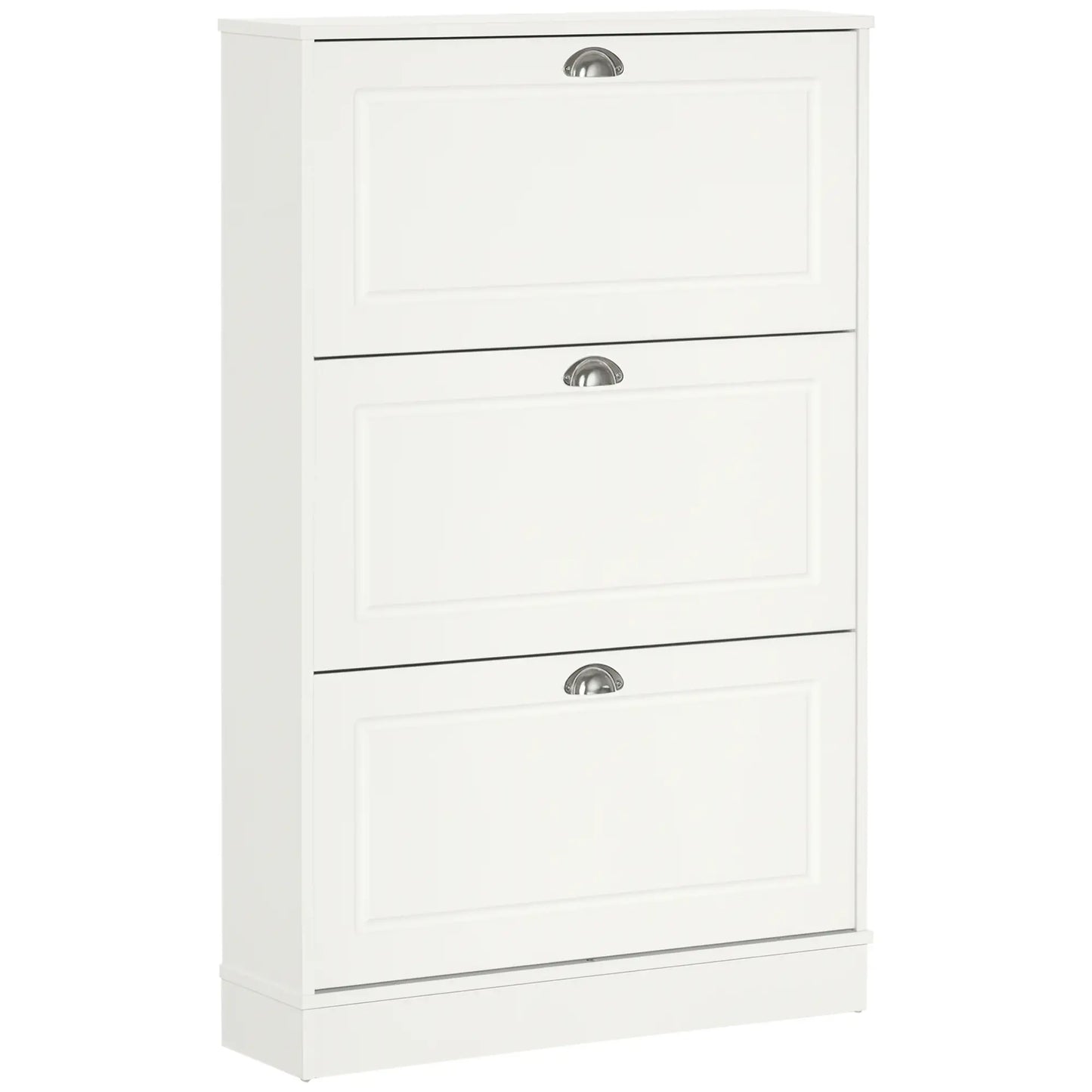 Shoe Cabinet, 3 Flip Drawers, Narrow, Holds 12 Pairs, White Shoe Storage Cabinets & Racks White at Gallery Canada