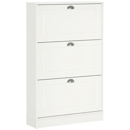 Shoe Cabinet, 3 Flip Drawers, Narrow, Holds 12 Pairs, White Shoe Storage Cabinets & Racks White at Gallery Canada