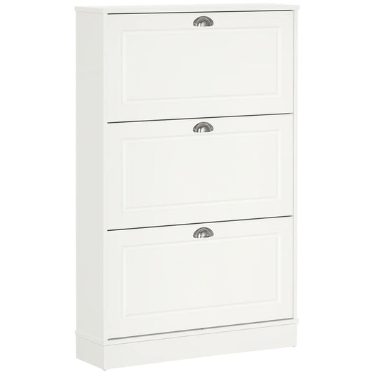 Shoe Cabinet, 3 Flip Drawers, Narrow, Holds 12 Pairs, White Shoe Storage Cabinets & Racks White at Gallery Canada