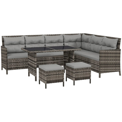 6pcs Outdoor Rattan Sofa Set, Wicker Sectional Couch, Dining Table, Chair, Grey Patio Furniture Sets at Gallery Canada