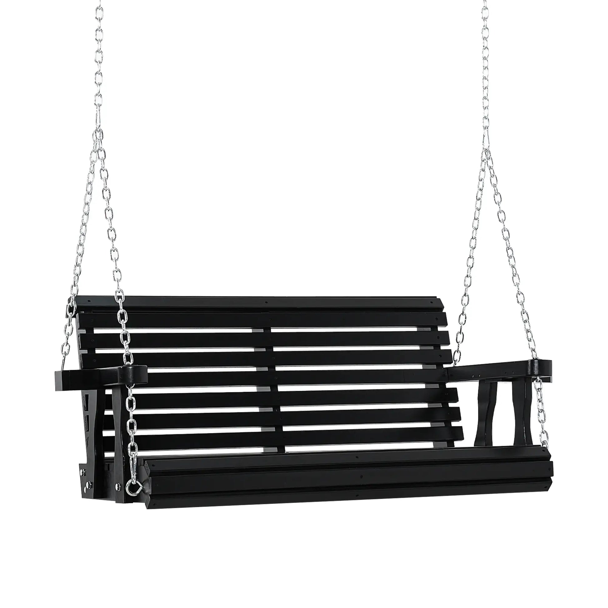 2 Seater Wooden Porch Swing, Outdoor Garden Bench, Black Hanging Porch Swings at Gallery Canada