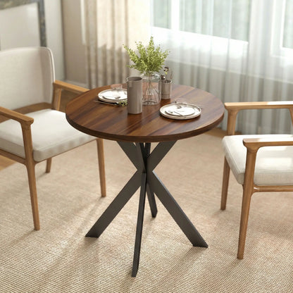 29" Round Dining Table, Walnut Finish, Steel Legs Dining Tables at Gallery Canada