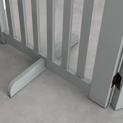 4 Panel Wooden Pet Gate, Free Standing, Open Door, Light Grey Houses, Kennels & Pens at Gallery Canada