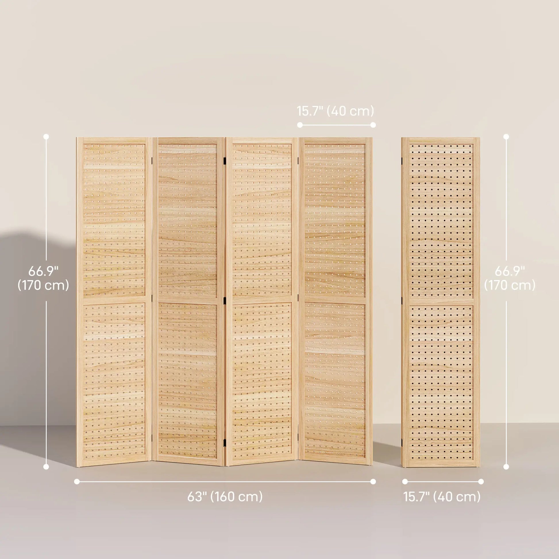 5.6 Ft. 4-Panel Room Divider, Freestanding Privacy Screen, Natural Room Dividers at Gallery Canada