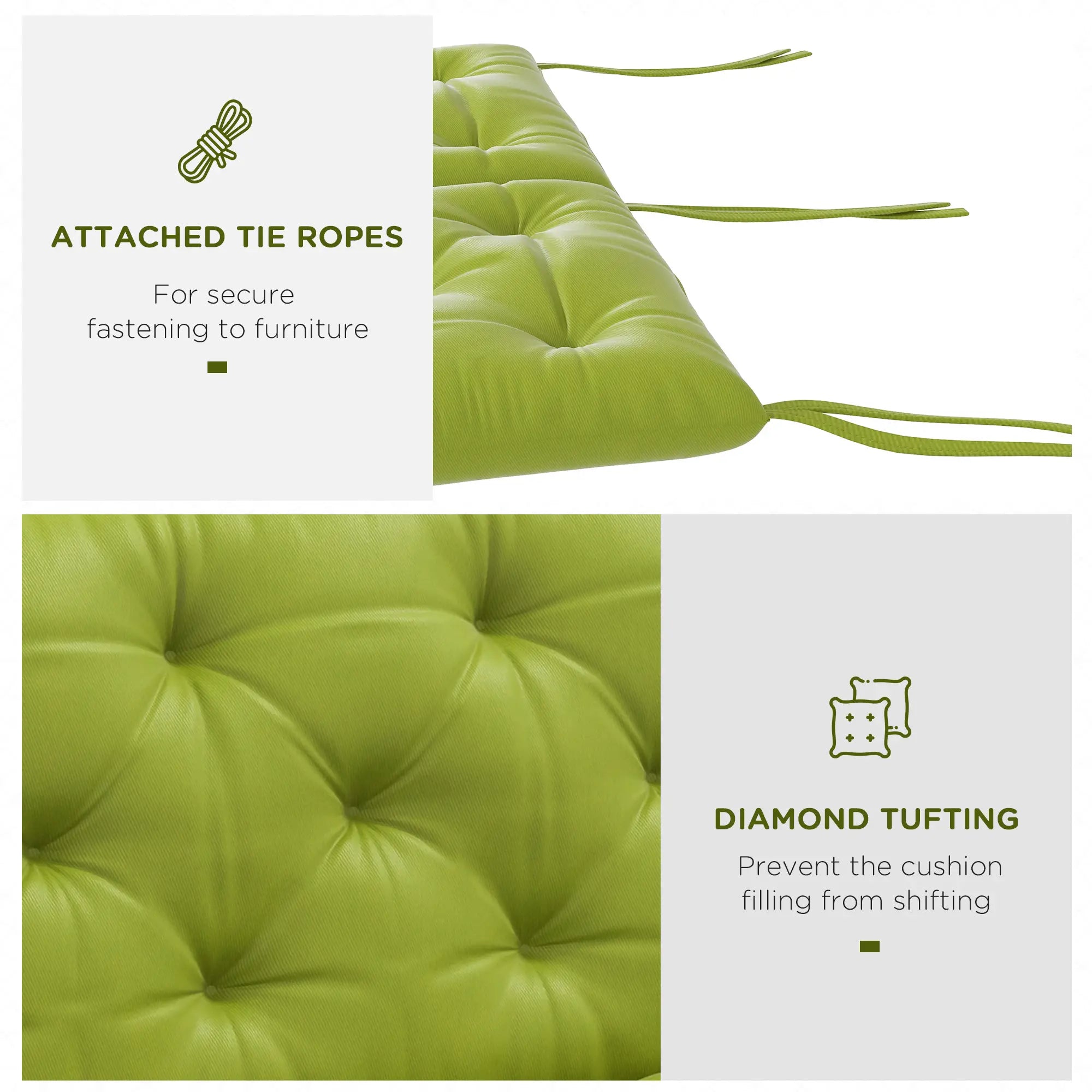 3-Seater Outdoor Bench Swing Cushions, Light Green Patio Chair Cushions at Gallery Canada