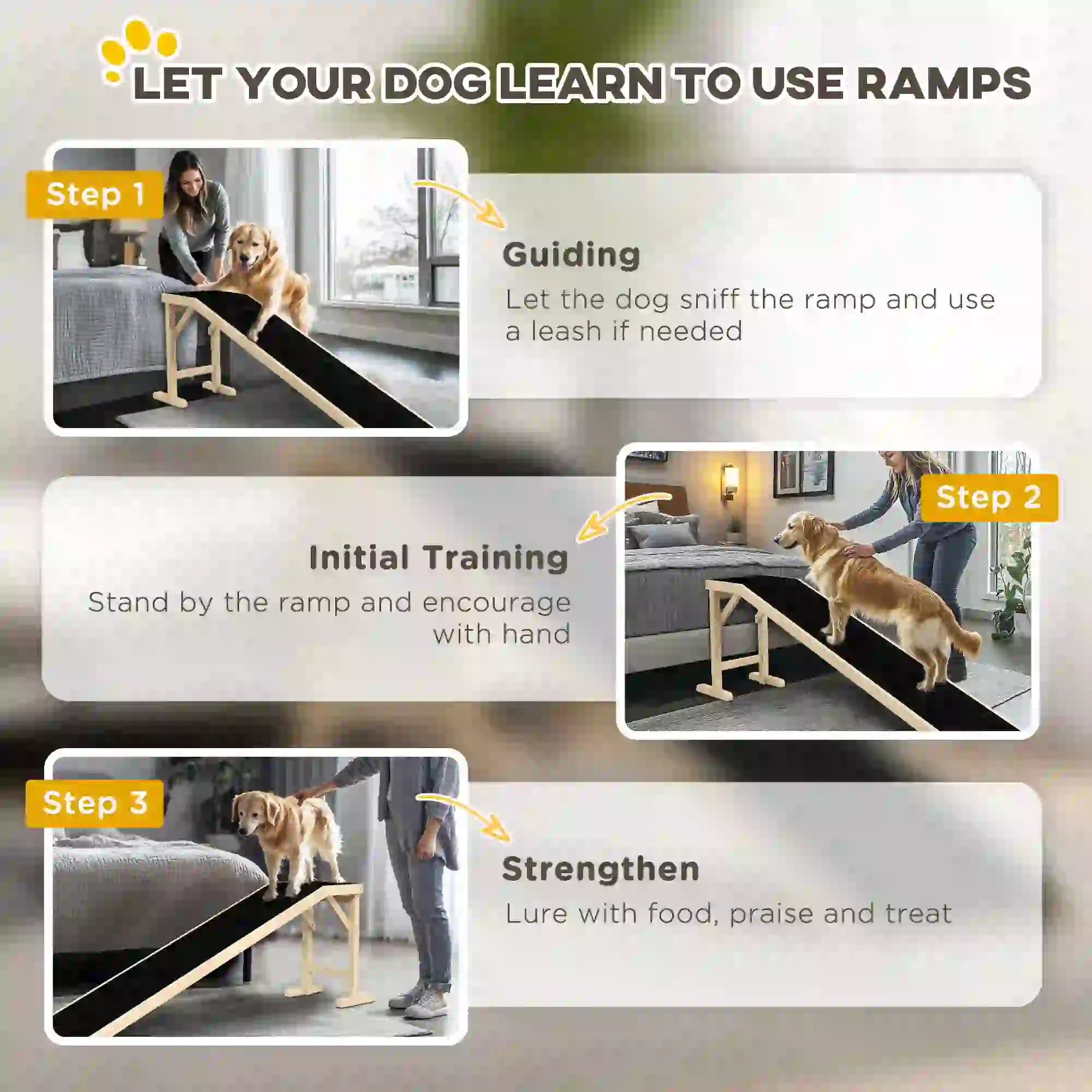 Pet Ramp Bed Steps, Non-Slip Carpet, 74